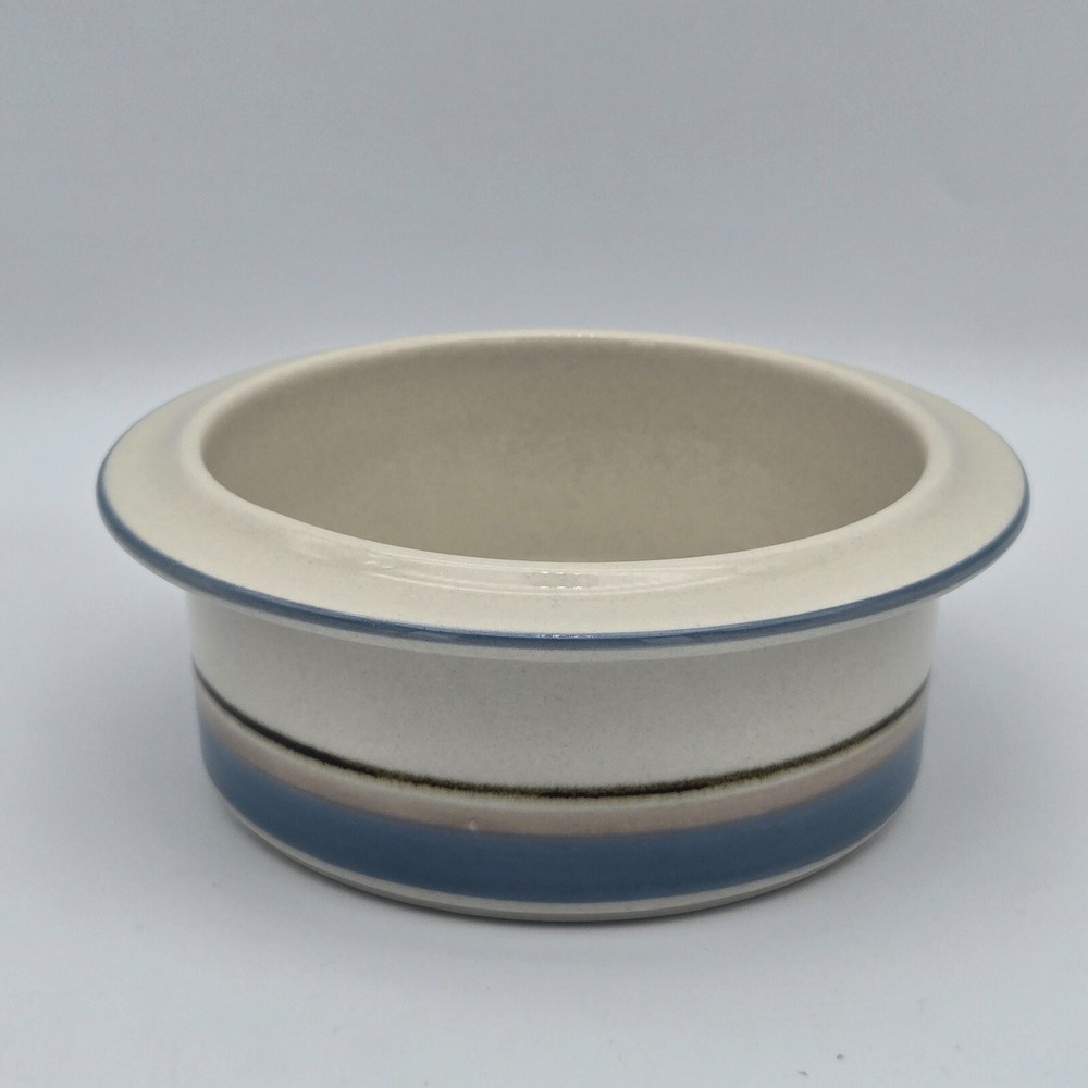 Arabia Finland Uhtua Stoneware Berry Fruit‎ Dessert Bowl Blue Brown Stripe 5.25"
